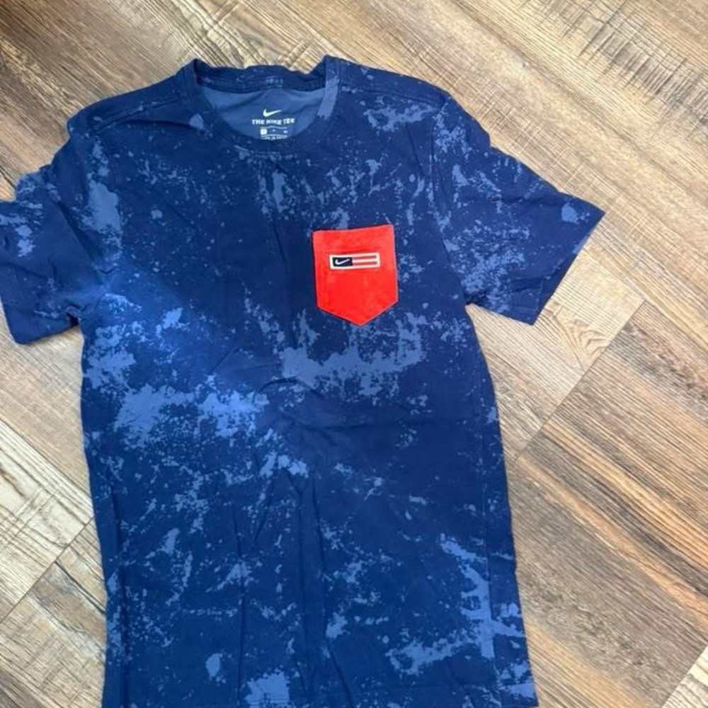 Nike Navy T-Shirt with Scarlet Pocket